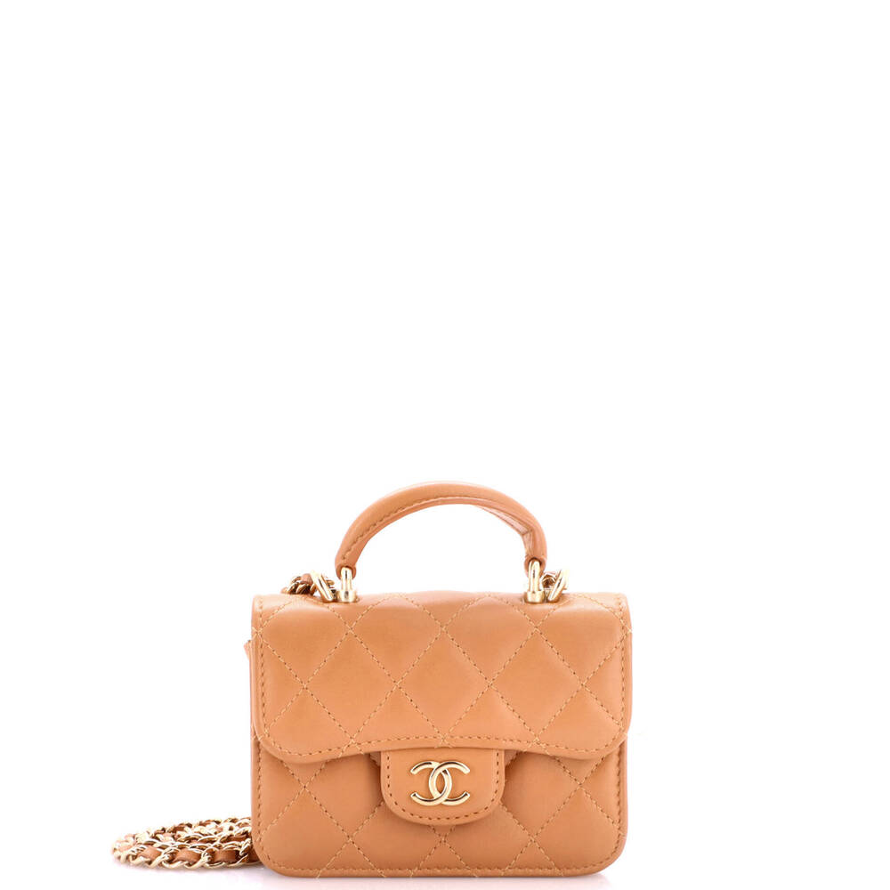 Chanel Top Handle Flap Coin Purse with Chain